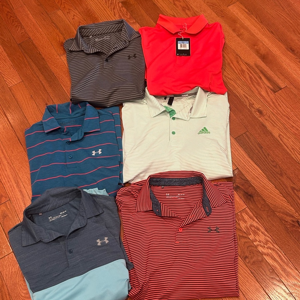 Under Armour Nike Men's Polo Shirt - Red and Black Stripes